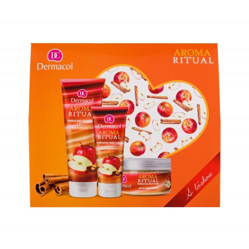 Dermacol Aroma Ritual Apple & Cinnamon set cadou gel de duș 250 ml + exfoliant de corp 200 g + cremă de mâini 100 ml pentru femei