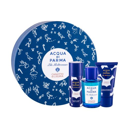 Acqua di Parma Blu Mediterraneo Chinotto di Liguria set cadou apa de toaleta 75 ml + gel de dus 40 ml + lotiune de corp 50 ml unisex