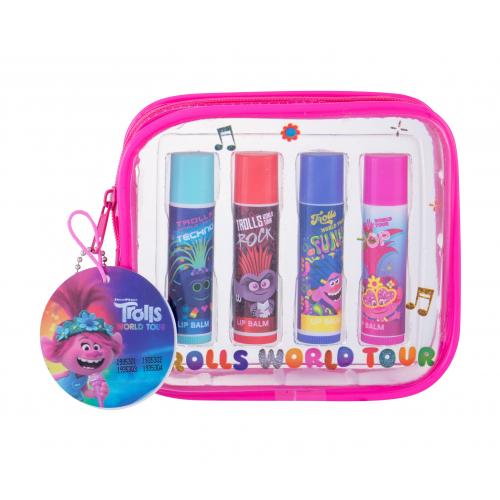 DreamWorks Trolls World Tour Kit set cadou balsam de buze 4 x 3,4 g pentru copii