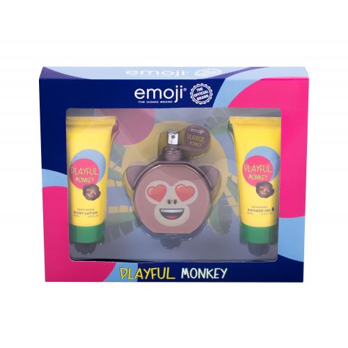 Emoji Playful Monkey set cadou apa de parfum 50 ml + gel de dus 60 ml + lotiune de corp 60 ml pentru copii