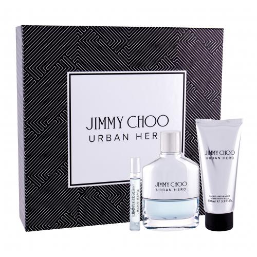 Jimmy Choo Urban Hero set cadou apa de parfum 100 ml + apa de parfum 7,5 ml + balsam dupa barbierit 100 ml pentru bărbați
