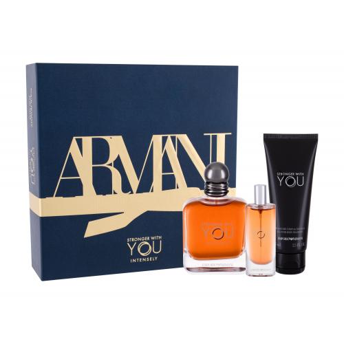 Giorgio Armani Emporio Armani Stronger With You Intensely set cadou apa de parfum 100 ml + apa de parfum 15 ml + gel de dus 75 ml pentru bărbați