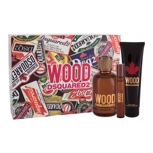 Dsquared2 Wood set cadou apa de toaleta 100 ml + gel de dus 150 ml + apa de toaleta  10 ml pentru bărbați