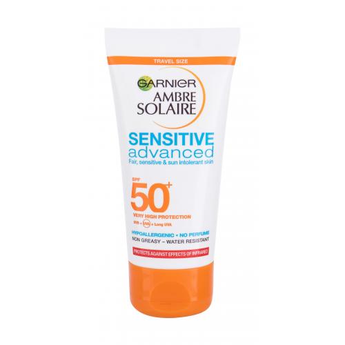 Garnier Ambre Solaire Sensitive Advanced Cream SPF50+ 50 ml protecție solară pentru corp unisex Rezistent la apă