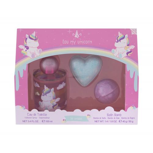 Eau My Unicorn Eau My Unicorn set cadou apa de toaleta 100 ml + bila de baie spumantă 40 g +bila de baie spumantă 50 g pentru copii