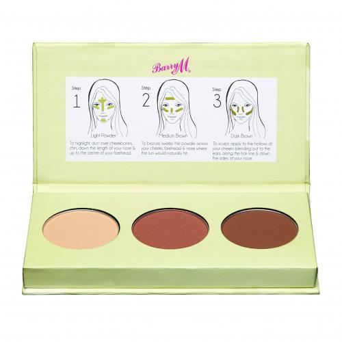 Barry M Flawless Chisel Cheeks Contour Kit 2,5 g pudră pentru femei Light - Medium