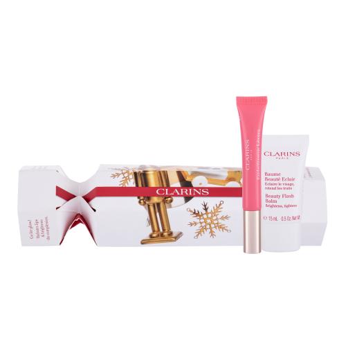 Clarins Beauty Flash Balm Kit set cadou balsam de piele 15 ml + luciu de buze 01 Rose Shimmer 12 ml pentru femei Natural