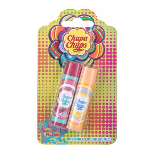 Chupa Chups Lip Balm Kissable Lip Balm Duo set cadou 4 g + balsam de buze + 4 g balsam de buze Peach Passion pentru copii Juicy Watermelon