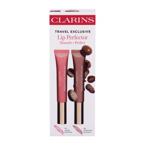 Clarins Natural Lip Perfector set cadou luciu de buze 12 ml + luciu de buze 12 ml 06 Rosewood Shimmer pentru femei 05 Candy Shimmer Natural