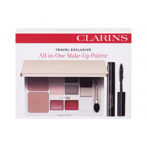 Clarins Wonder Perfect 4D set cadou mascara 3 ml + pudra 2 x 3,4 g + fard de ochi 4 x 0,7 g + ruj 2 x 0,6 g pentru femei 01 Intense Black Natural