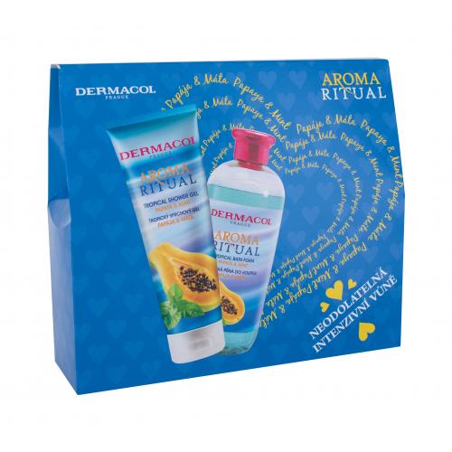 Dermacol Aroma Ritual Papaya & Mint set cadou gel de duș 250 ml + spumă de baie 500 ml pentru femei