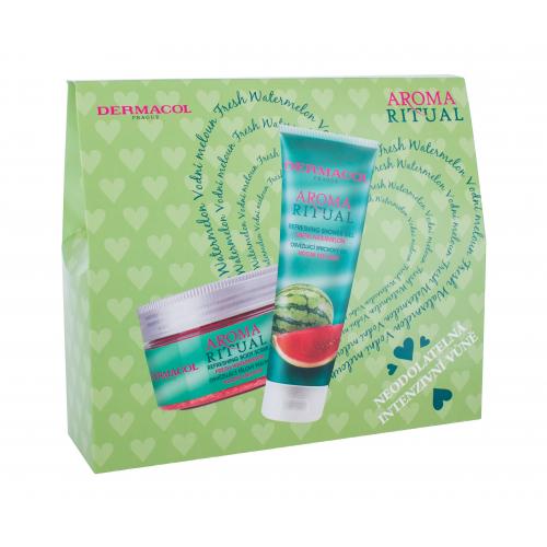 Dermacol Aroma Ritual Fresh Watermelon set cadou gel de dus 250 ml + peeling corp 200 ml pentru femei