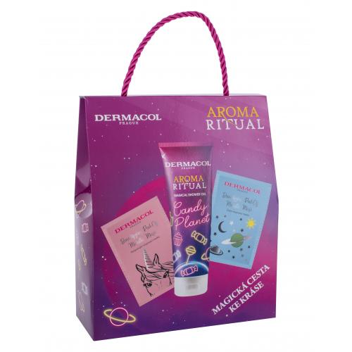 Dermacol Aroma Ritual Candy Planet set cadou gel de duș 250 ml + masca de exfoliere 15 ml + mască de luminare 15 ml pentru femei