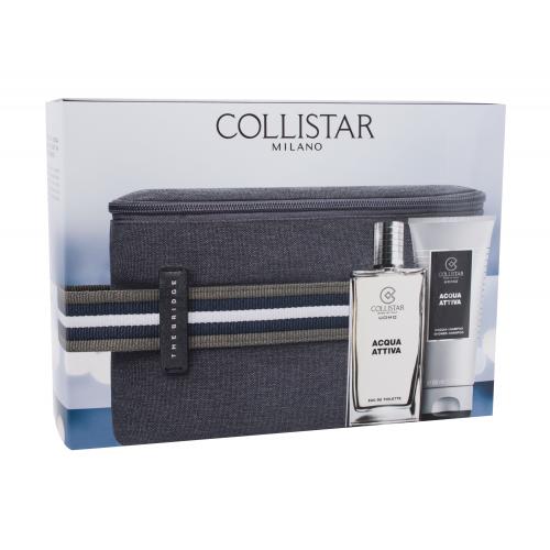 Collistar Acqua Attiva set cadou apă de toaletă 50 ml + gel de duș 50 ml + geantă cosmetică The Bridge pentru bărbați