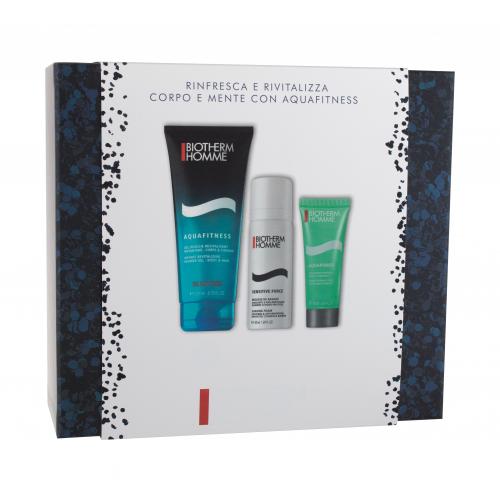 Biotherm Homme Aquafitness set cadou Gel de duș Aquafitness 200 ml + Spumă de ras Sensitive Force 50 ml + crema hidratantă Aquapower 20 ml M