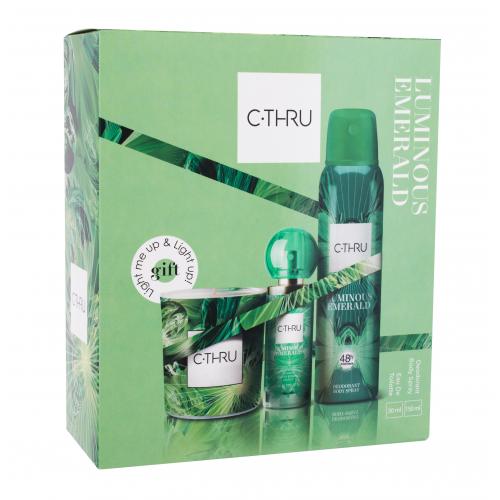 C-THRU Luminous Emerald set cadou apă de toaletă 30 ml + deodorant 150 ml + lumânare pentru femei