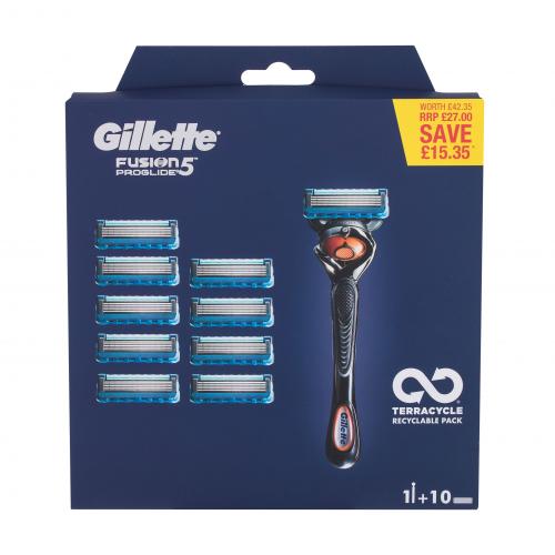Gillette Fusion 5 Proglide set cadou aparat de ras cu un singur capat 1 buc + rezervă 9 buc pentru bărbați