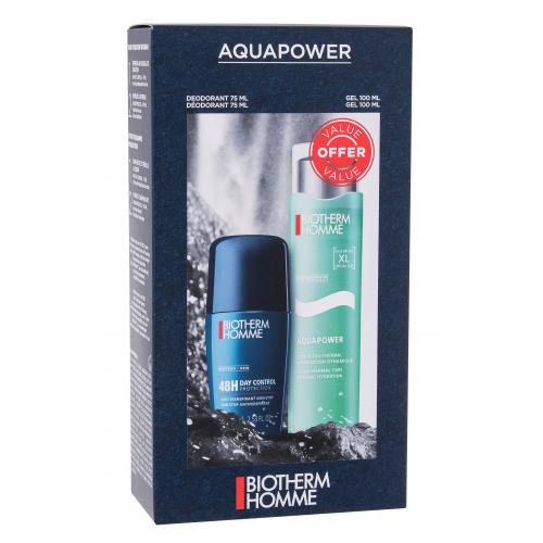 Biotherm Homme Aquapower Oligo Thermal Care set cadou Aquapower Gel hidratant 100 ml + antiperspirant Homme 48h 75 ml pentru bărbați