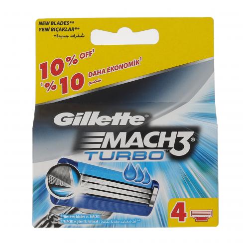 Gillette Mach3 Turbo 4 buc rezerve aparat de ras pentru bărbați