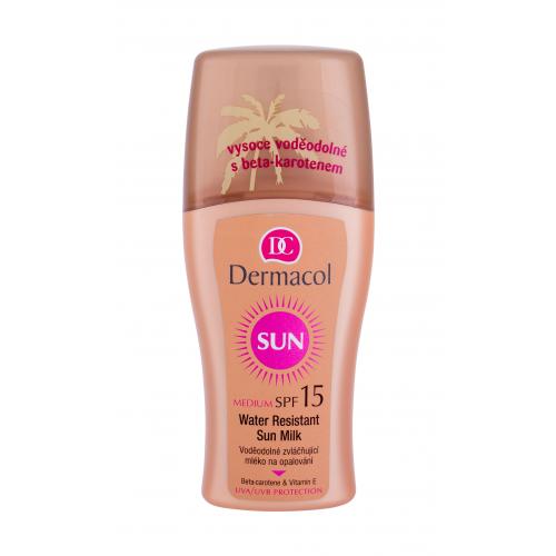 Dermacol Sun Milk Spray SPF15 200 ml protecție solară pentru corp pentru femei Rezistent la apă