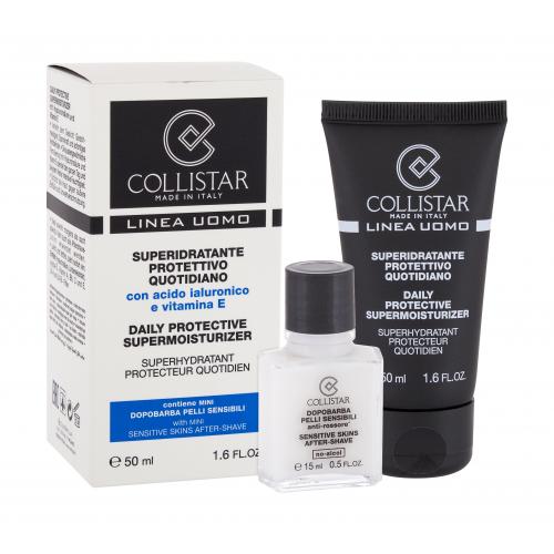 Collistar Men Daily Protective Supermoisturizer set cadou Crema de zi  50 ml + Balsam dupa barbierit Sensitive Skin 15 ml pentru bărbați