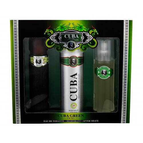 Cuba Green set cadou EDT 100 ml + Deodorant  200 ml + Lotiune dupa barbierit 100 ml pentru bărbați