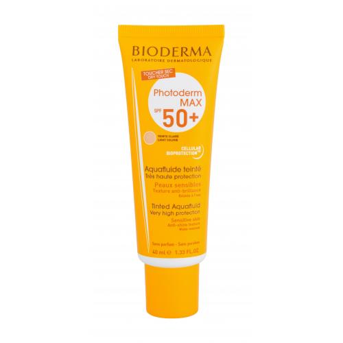 BIODERMA Photoderm Max Tinted Aquafluid SPF50+ 40 ml protecție solară pentru ten pentru femei Light Colour Rezistent la apă