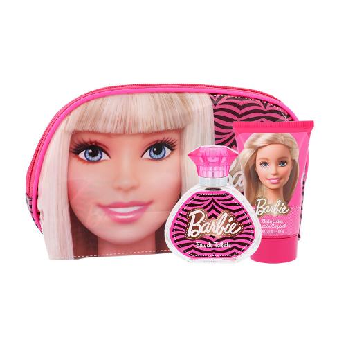Barbie Barbie set cadou apa de toaleta 50 ml + lotiune parfumata 100 ml + geanta cosmetica pentru copii