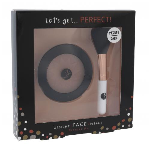 2K Let´s Get Perfect! set cadou Pudra bronzanta 10 g + Pensula 1 buc pentru femei Medium/Dark