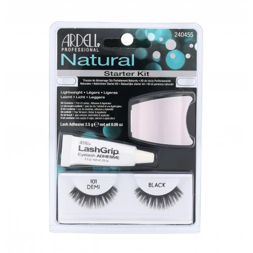 Ardell Natural Demi 101 set cadou Gene false Demi Wispies 101 1 pereche + Adeziv de gene false 2,5 g + Aplicator pentru femei Black