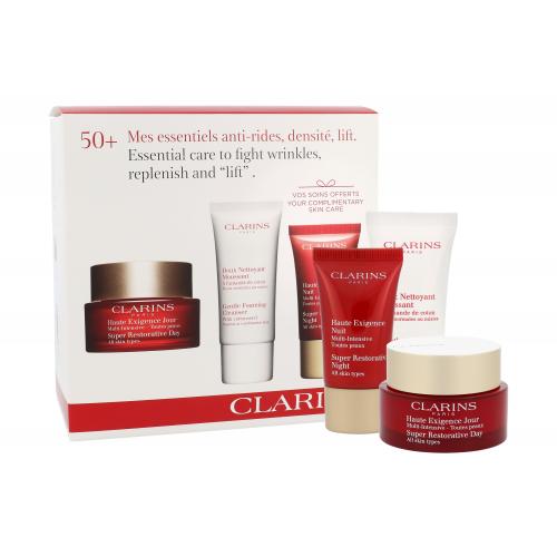 Clarins Super Restorative set cadou crema de zi 50 ml + spumă de curățare 30 ml +cremai de noapte 15 ml pentru femei Natural