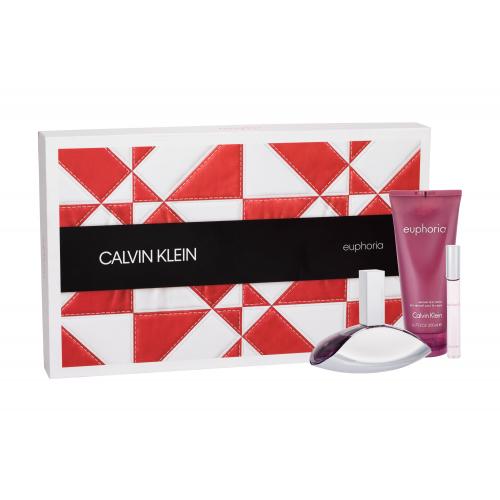 Calvin Klein Euphoria set cadou Apa de parfum 100 ml + Lotiune de corp 200 ml + Apa de parfum roll-on 10ml pentru femei