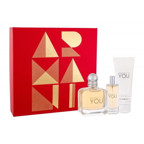 Giorgio Armani Emporio Armani Because It´s You set cadou apa de parfum 100 ml + apa de parfum 15 ml + lotiune de corp 75 ml pentru femei