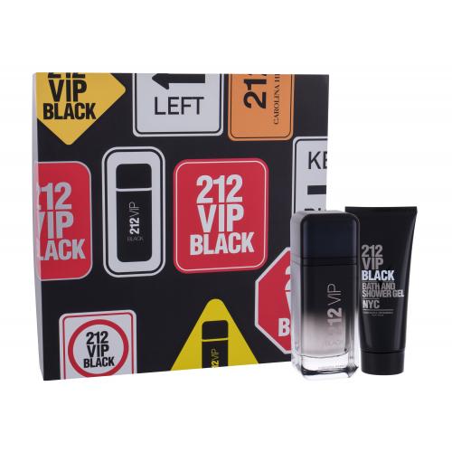 Carolina Herrera 212 VIP Men Black set cadou Apa de parfum 100 ml + Gel de dus 100 ml pentru bărbați