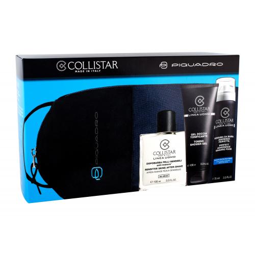 Collistar Linea Uomo set cadou Gel de dus 100 ml + Emulsie dupa barbierit 100 ml + Spuma de barbierit 75 ml + Borseta cosmetice pentru bărbați