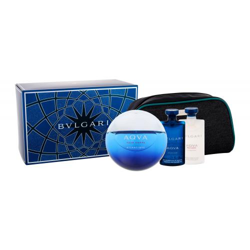 Bvlgari Aqva Pour Homme Atlantiqve set cadou EDT 100 ml + Balsam dupa barbierit 75 ml + Gel de dus 75 ml + Borseta cosmetice pentru bărbați