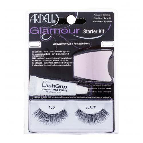 Ardell Glamour 105 set cadou Gene false Glamour 1 pereche + colle pour faux-cils LashGrip 2,5 g + Aplicator 1 buc pentru femei Black