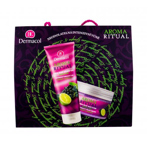 Dermacol Aroma Ritual Grape & Lime set cadou Gel de dus 250 ml + Exfoliant de corp 200 ml pentru femei