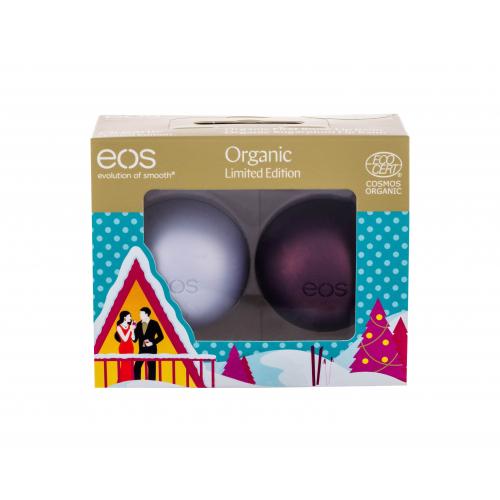 EOS Organic Limited Edition set cadou Balsam de buze 7 g + Balsam de buze 7 g Sugarplum pentru femei First Snow BIO; Natural
