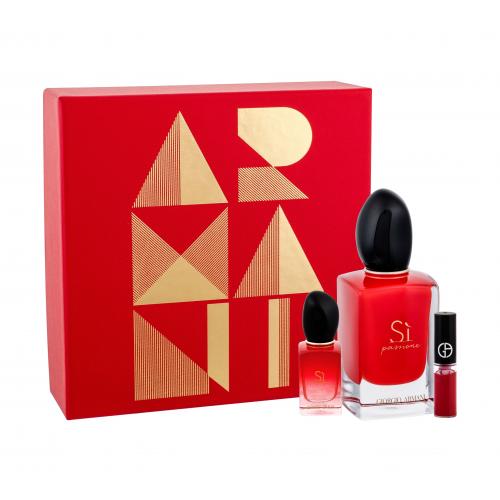 Giorgio Armani Sì Passione set cadou apa de parfum 50 ml + apa de parfum 7 ml + luciu de buze Lip Maestro 400 1,5 ml pentru femei