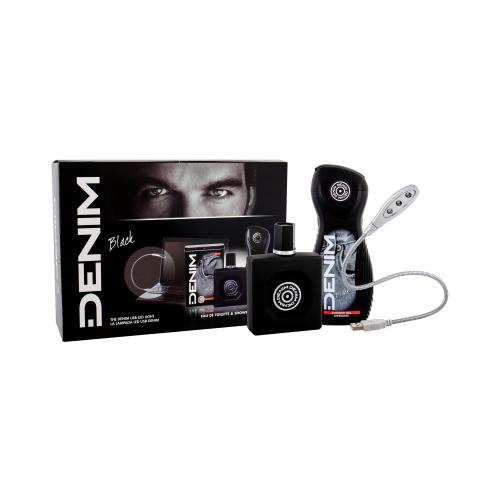 Denim Black set cadou apa de toaleta 100 ml + gel de duș 250 ml + USB cu bec LED pentru bărbați