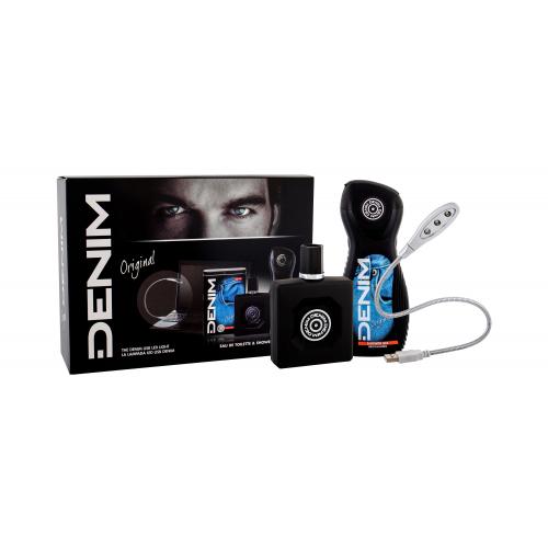 Denim Original set cadou apa de toaleta 100 ml + gel de duș 250 ml + USB cu bec LED pentru bărbați