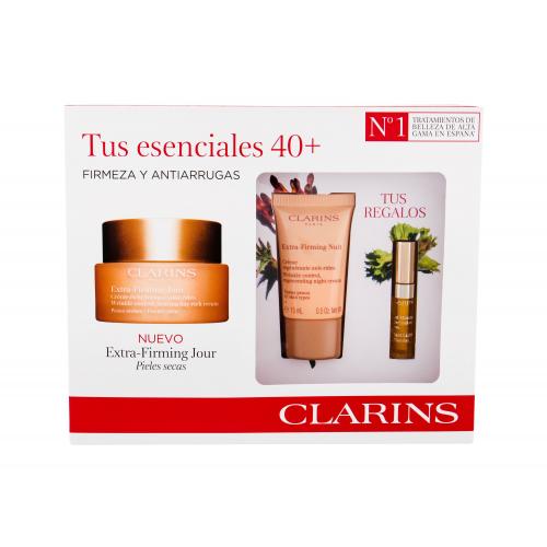 Clarins Extra-Firming Jour Rich set cadou Crema de zi  50 ml + Crema de noapte pentru ten Extra Firming Nuit 15 ml + Luciu de buze 2,8 ml 01 W Natural