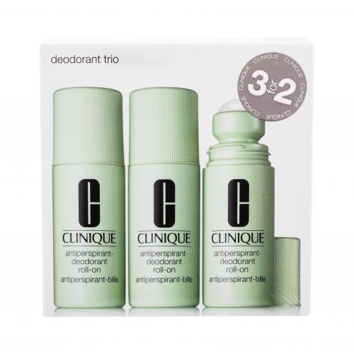 Clinique Deodorant Trio set cadou Antiperspirant-Deodorant Roll-On 3x 75 ml pentru femei