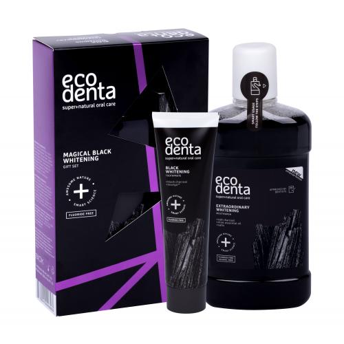 Ecodenta Toothpaste Black Whitening set cadou Pasta de dinti pentru albire Black Whitening 100 ml +Apa de gura Extraordinary Whitening 500 ml Natural