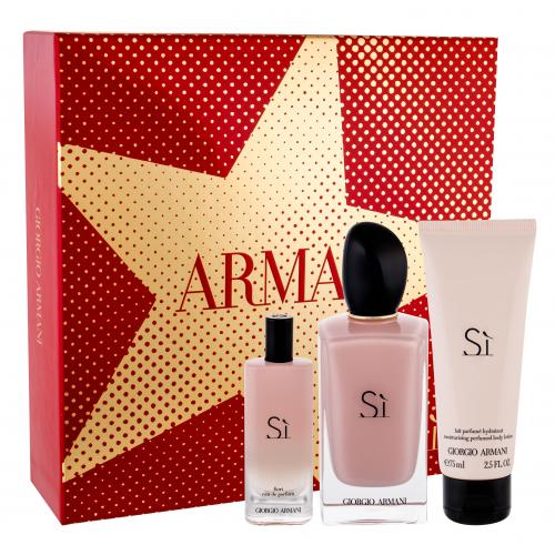 Giorgio Armani Sì Fiori set cadou Apa de parfum 100 ml + Lapte de corp 75 ml + Apa de parfum 15 ml pentru femei
