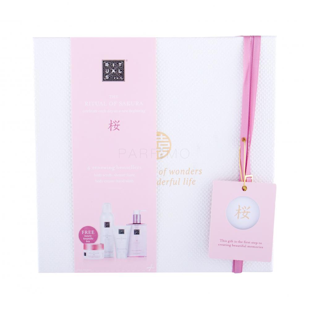 Rituals The Ritual Of Sakura Set cadou exfoliant de corp 125 g + spumă de duș 200 ml + cremă de corp 70 ml + săpun de mâini 300 ml