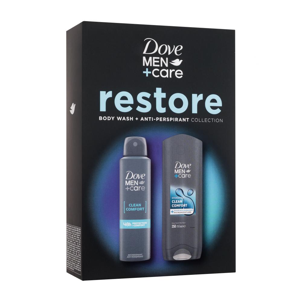 Dove Men + Care Clean Comfort Set cadou gel de dus Men Care Clean Comfort 250 ml + antiperspirant Men Care Clean Comfort 48h 150 ml