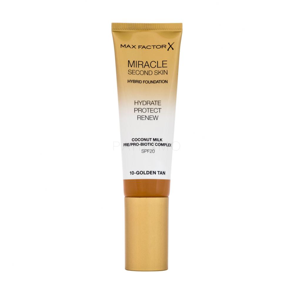 Max Factor Miracle Second Skin SPF20 Fond de ten pentru femei 30 ml Nuanţă 10 Golden Tan