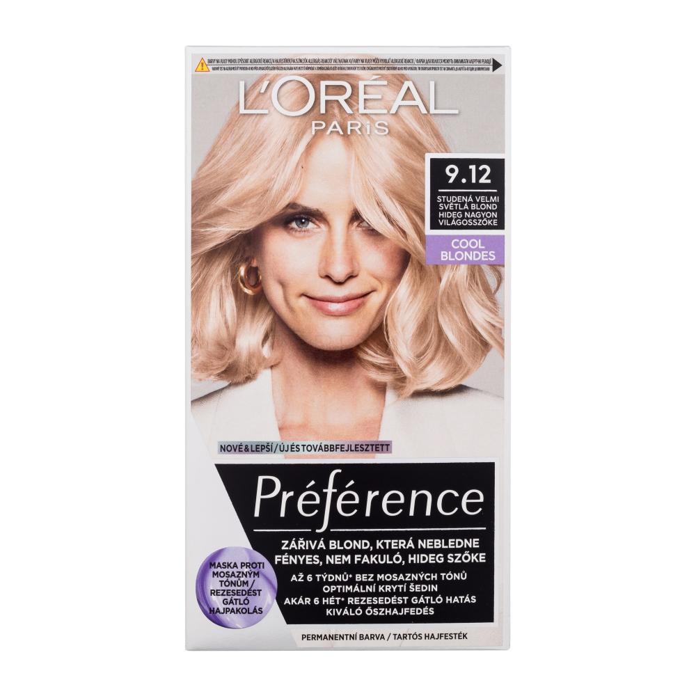 L'Oréal Paris Préférence Cool Blondes Vopsea de păr pentru femei 60 ml Nuanţă 9.12